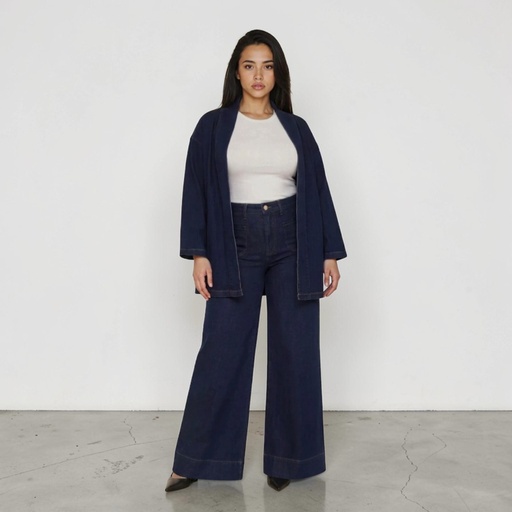 Kimono femme  denim -KARAMA 2.0 - Rose