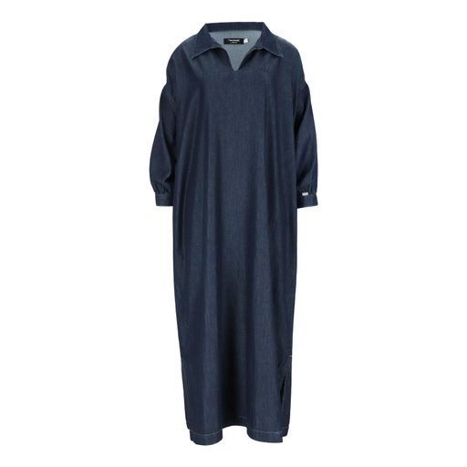 Robe jebba femme avec broderie en jeans - Blanc