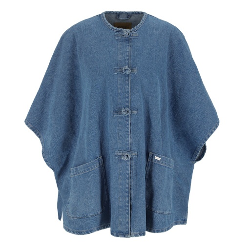 Poncho femme avec poche plaquée - ZINA 2.0 - Jeans Blanc